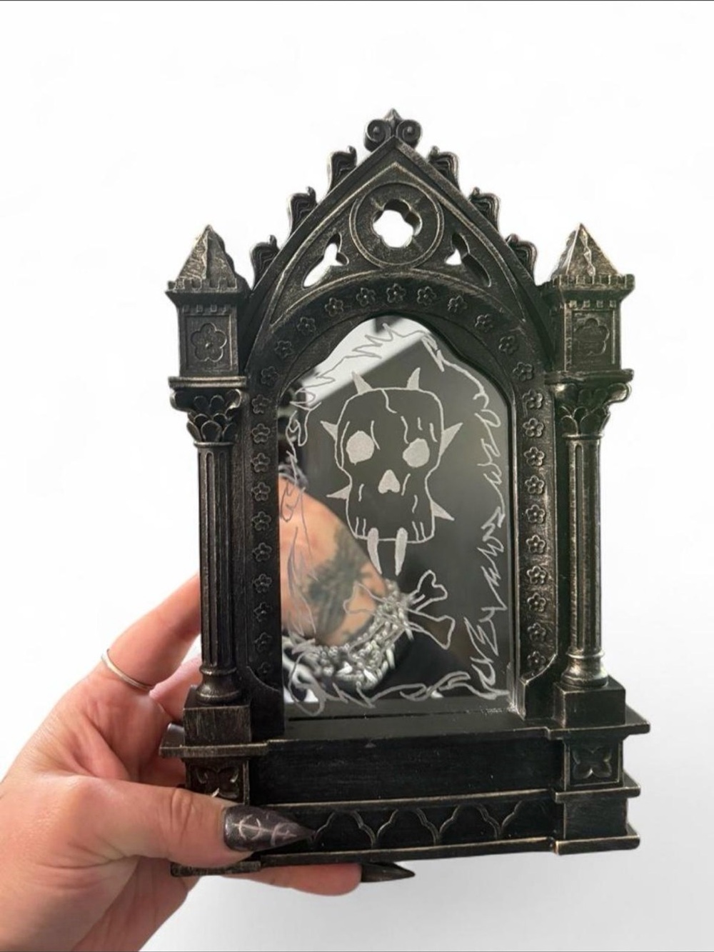 Gothic Skull Etched Decorative Wall Mirror